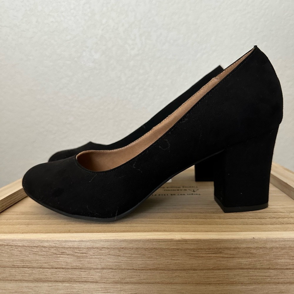Wide Width Almond Toe Block Heels
